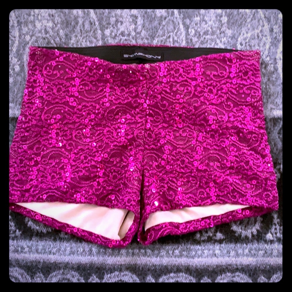 Pink Sequin Shorts